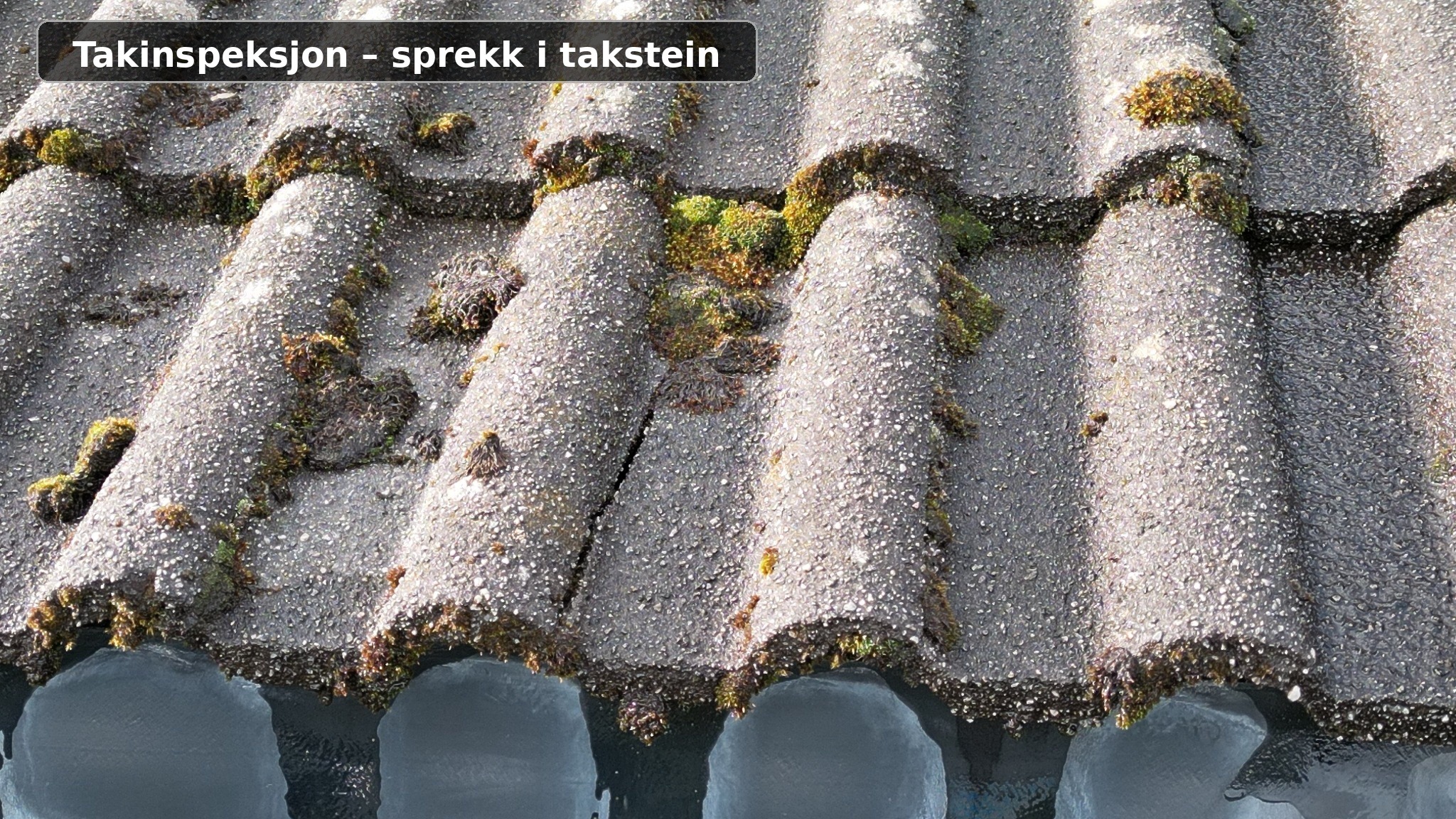 Droneinspeksjon som viser sprekk i takstein